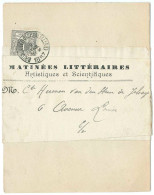 Imprimé "Matinées Littéraires" Sous Bande Affr. N°43 SC. BRUXELLES (CHANCELLERIE)/1887 Pour Ev. - 1869-1888 Lying Lion