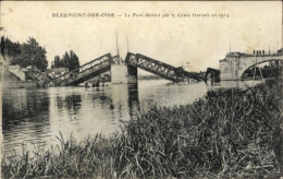 CPA Beaumont Sur Oise Val D’Oise, Zerstörte Brücke - Andere & Zonder Classificatie