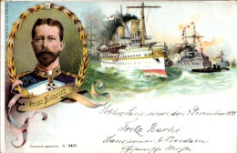 Lithographie Großadmiral Prince Heinrich Von Preußen, Kriegsschiffe, Kaiserliche Marine - Other & Unclassified