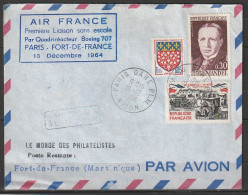 France Lettre Par Avion Paris--->Fort De France 16.02.1964 Tp Yv:1352.1423.1429 - Covers & Documents