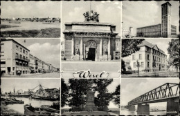 CPA Wesel Am Niederrhein, Berliner Tor, Rathaus, Denkmal, Hafen, Rheinbrücke, Kreisverwaltung - Autres & Non Classés