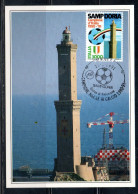 ITALIA REPUBBLICA ITALY REPUBLIC 1991 LO SCUDETTO ALLA SAMPDORIA CAMPIONE DI CALCIO LIRE 500 CARTOLINA MAXI MAXIMUM CARD - Cartes-Maximum (CM)