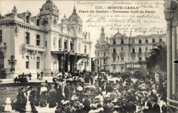 CPA Monte-Carlo Monaco, Place Du Casino, Terrasse Des Café De Paris - Autres & Non Classés