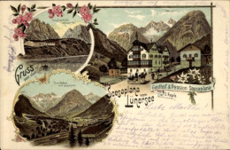 Lithographie Vorarlberg, Lünersee, Gasthof Pension Schesaplana - Other & Unclassified