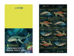 Azerbaijan 2024 CEPT EUROPA EUROPE Underwater Fauna & Flora Full Booklet WITH Cover 8 Stamps - Azerbaïjan