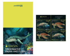 Azerbaijan 2024 CEPT EUROPA EUROPE Underwater Fauna & Flora Half Booklet WITH Cover 4 Stamps - Azerbaiján