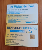 ANCIENNE ET JOLIE CARTE A PUCE LES VISITES DE PARIS RENAULT T.B.E !!! - Gift And Loyalty Cards