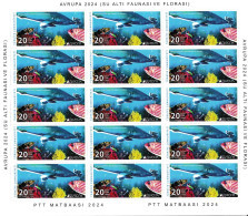 Europa Cept - 2024 - Turkey, Türkei - Underwater Fauna & Flora - 1.Sheetlet Of 15 Set ** MNH - Unused Stamps