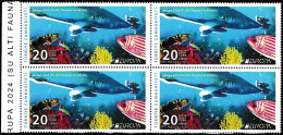 Europa Cept - 2024 - Turkey, Türkei - Underwater Fauna & Flora - Block Of 4 Set ** MNH - Unused Stamps
