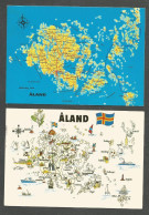 ÅLAND MAP - 2 Postcards - FINLAND - - Finland