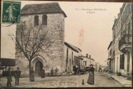 Cpa 24 Dordogne, Sigoulès, L'Eglise, Animée, Attelage, éd Astruc, écrite En 1907 - Other & Unclassified