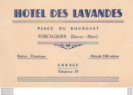 3V3Gi   04 Forcalquier  Carte De Visite Hotel Des Lavandes - Forcalquier