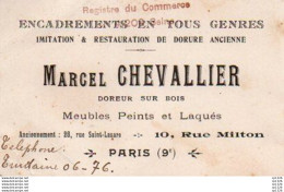 2V5Cap   Carte De Visite Marcel Chevallier Doreur Retaurateur Sur Bois Encadrement Meubles 10 Rue Milton à Paris - Cartes De Visite