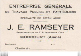 2V5Cap   Carte De Visite 02 Morcourt J. E. Ramseyer Entreprise Travaux Publics - Visitenkarten
