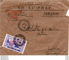 2V8Bs  Courrier Lettre Vietnam Cong Hoa SO TU PHAP Par Avion Saigon 1956 à Les Mées (04) - Other & Unclassified