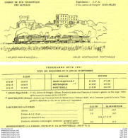 611Or  Affichette Publicitaire Flyer Chemin De Fer Des Alpilles Train Programme Et Tarif 1981 Arles Montmajour Fontvieil - Programmes