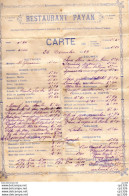 612Bce  Menu Carte Du Restaurant Payan à Avignon En 1929 - Menükarten