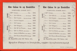 28406 / Tarif Caisse Vin 25 Ou 50 Bouteilles Assorties Millésime 1899 à 1904 BORDEAUX (33) Hotel-Restaurant CHAPON FIN - Bordeaux