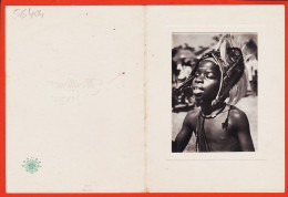 28203 / MEILLEURS VOEUX Africain Ajouti Photo Enfant Habits Traditionnel Double Carte 1960s - Nieuwjaar