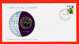 28307 / FIJI Islands 50 Cents 1976 Fidji FRANKLIN MINT Coins Nations Coin Ltd Edition Enveloppe Numismatique Numiscover - Figi