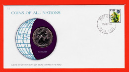 28307 / FIJI Islands 50 Cents 1976 Fidji FRANKLIN MINT Coins Nations Coin Ltd Edition Enveloppe Numismatique Numiscover - Fidji