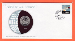28301 / MALTA 10 Cents 1972 Malte  FRANKLIN MINT Coins Nations Coin Limited Edition Enveloppe Numismatique Numiscover - Malte