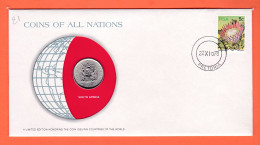 28298 / SOUTH AFRICA 20 Cents 1978 Afrique-Sud FRANKLIN MINT Coins Nations Lt Edition Enveloppe Numismatique Numiscover - Afrique Du Sud