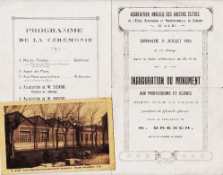 28322 / Rare ALBI 11/07/1926 Programme Inauguration Monument Ecole Supérieure Professionnelle Morts FRANCE Guerre 1914 - Albi