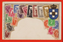 28057 / ⭐ Représentation Timbres Grecs OTTMAR ZIEHER Munich Carte Philatélique D.R.G.M - Briefmarken (Abbildungen)