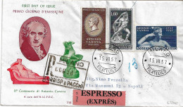 Fdc AICFDC 1957: ANTONIO CANOVA Raccomandata Espresso - FDC