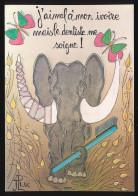 CPM 10.5 15 Illustrateur J.-LUC PERRIGAULT Dentisterie éléphant "J'ai Mal à Mon Ivoire Mais Le Dentiste Me Soigne" - Autres & Non Classés
