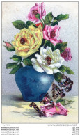 55Ptu   Cpa Bonne Année Vase De Fleurs étamines Et Date 1949 Pailletées Paillettes écrite En Grec - Nieuwjaar