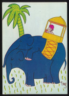 CPM 10.5 15 Illustrateur TREZ  Couple D'éléphants En Action Cornac Et Sa Compagne Aussi  "Dessin De Presse" - Trez