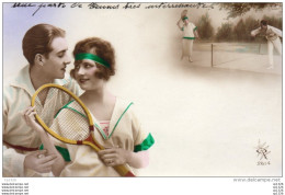 55Nja   Tennis Sport Couple Raquette Court - Tennis