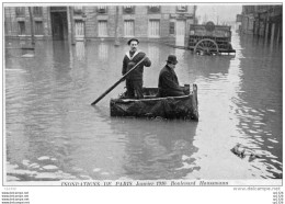 55Nja  Paris Inondations 1910 Boulevard Haussmann Passeur En Barque - Alluvioni Del 1910