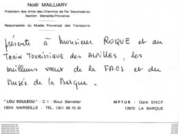 611Or   Carte Voeux Chemins Fer Secondaires Marseille Provence Musée De La Barque Train Des Alpilles Gare La Barque (13) - Cartes De Visite