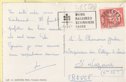35586 / GENEVE Lac Palais O.N.U. JURA Flamme LABEL BONS SALAIRES ECONOMIE SAINE 1960 SARTORI 13 Switzerland Schweiz - Other & Unclassified