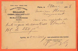 35531 / PARIS V BILLAULT CHENAL DOUILHET Fabrique Produits Chimiques 22 Rue SORBONNE 1903 à HEME Verrerie ROUGEMONT - Distrito: 05