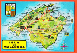 35746 / Isla De MALLORCA Baleares Mapa Geográfico Carte Géographique Contour Ile MAJORQUE Foto PLANAS 1975s  - Mallorca