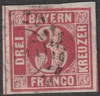 Altd.- Bayern: 1850, Mi. Nr. 9, Freimarke: 3 Kr. Wertziffer Im Unterbrochenen Kreis.  Offener Mühlradstpl. - Used