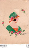 3V4Sv   Illustrateur Orcino Portrait De Femme Peint Main Dans Cadre Ovale - Other & Unclassified