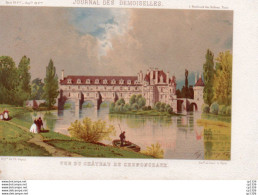3V3Bv  Lithographie Chateau De Chenonceaux En 1864 Journal Des Demoiselles - Publicités