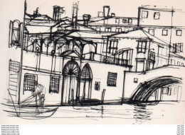 3V3Bv  Lithographie Dessin Esquisse Venise Le Rio Della Canonica - Estampes & Gravures