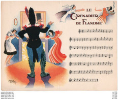 3V3Bv   Partition Chanson Illustration Roger Cartier Lithographie Ou Xérographie "Le Grenadier De Flandre" - Publicités