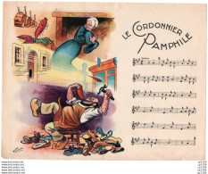 3V3Bv   Partition Chanson Illustration Roger Cartier Lithographie Ou Sérographie "Le Cordonnier Pamphile" - Publicités