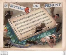 3V3Bv   Partition Chanson Illustration Jacques Zouchet Lithographie Ou Xérographie "En Revenant Du Piemont" - Publicités