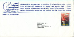 Tunisia Cover Sent To Denmark Single Franked Volley Ball - Tunesië (1956-...)