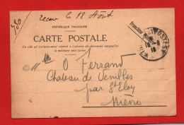 (RECTO / VERSO) CARTE POSTALE FRANCHISE MILITAIRE - CACHET TRESOR ET POSTES LE 10/08/1918 - Covers & Documents