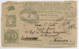 BRESIL BRASIL WRIPPER BANDE COMPLETE   1917 TO  MILITAIRE TRESRO ET POSTES 109 FRANCE CENSURE CONTROLE 1 - Cartas & Documentos