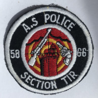 écusson Brodé POLICE - Association Sportive Section TIR - A. S. Police 58-66 - Pistolet Cible - Police & Gendarmerie